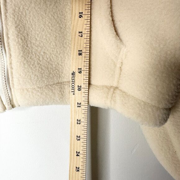 Fleece Cropped Jacket Women XL Beige Off White Kangaroo Pocket Zip Front NWOT - Picture 6 of 7